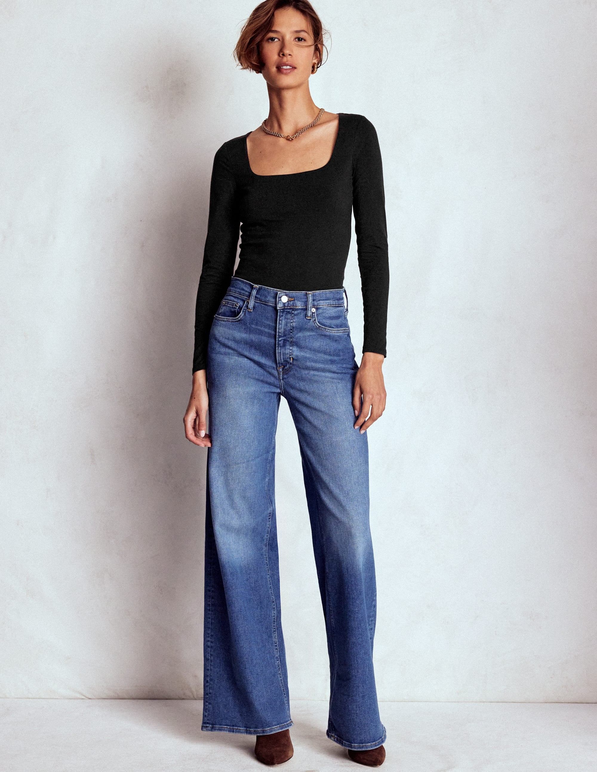 Double Layer Square Neck Top-Black - Image 4