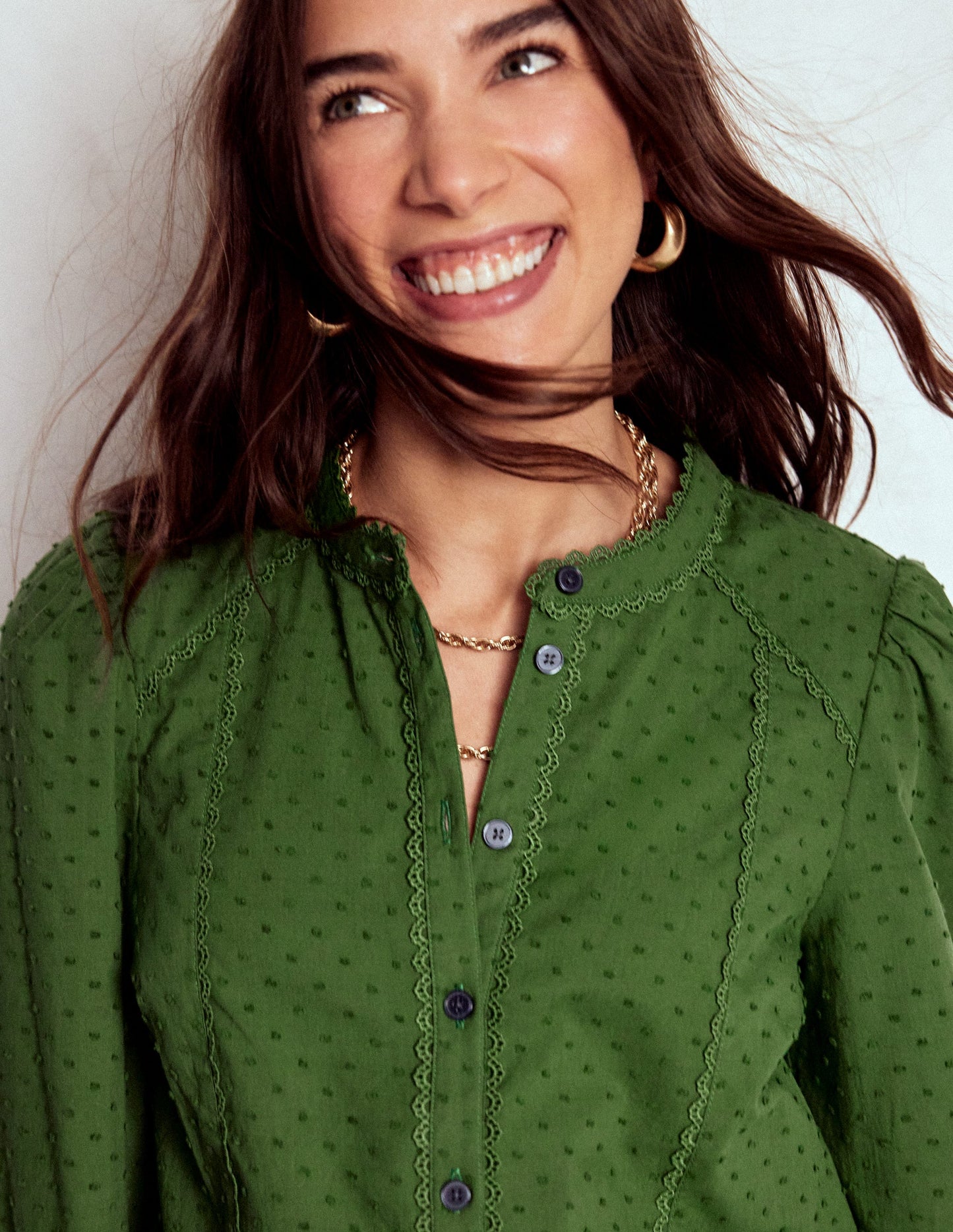 Rhea Cotton Dobby Top-Promenade Green