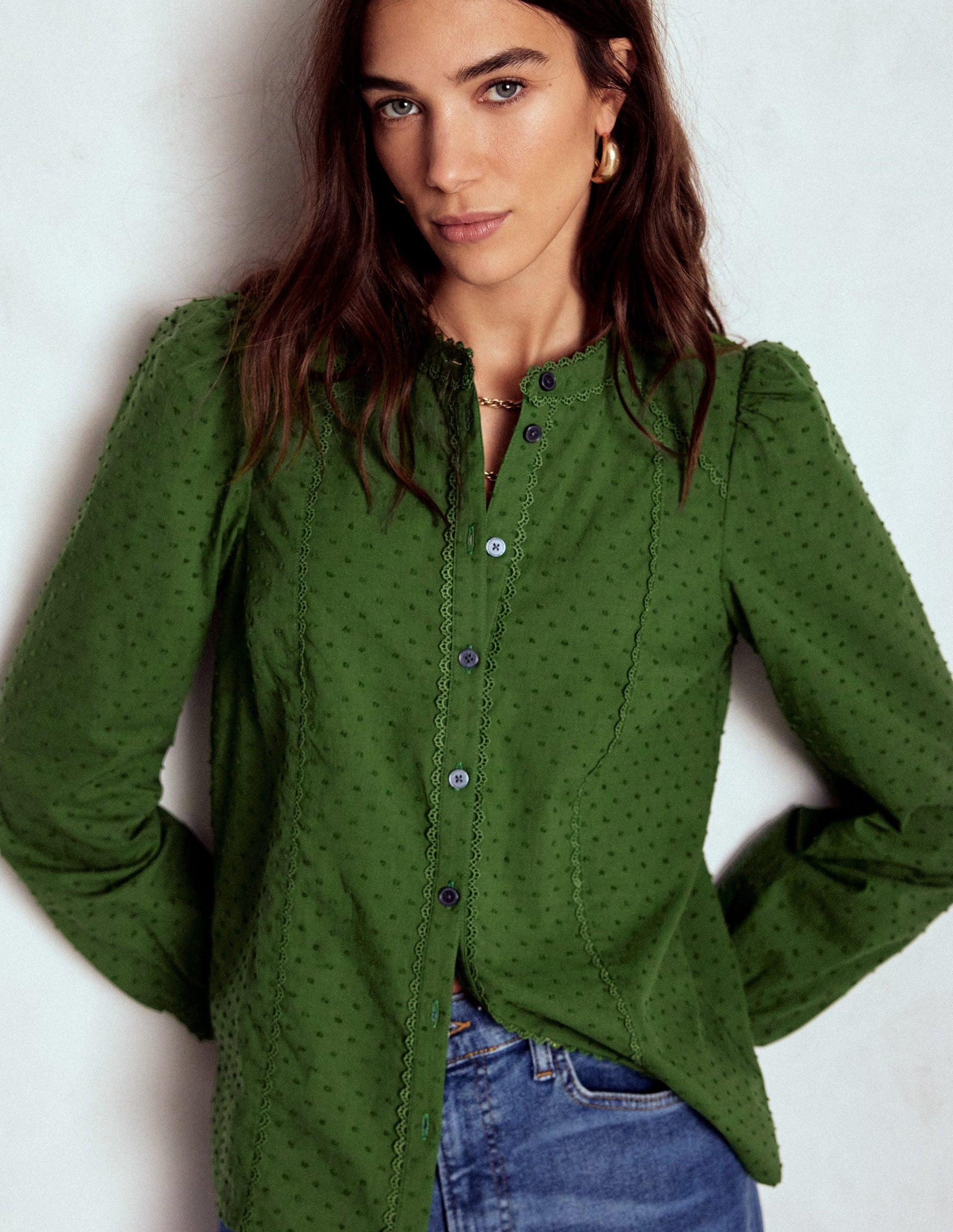 Rhea Cotton Dobby Top-Promenade Green-4