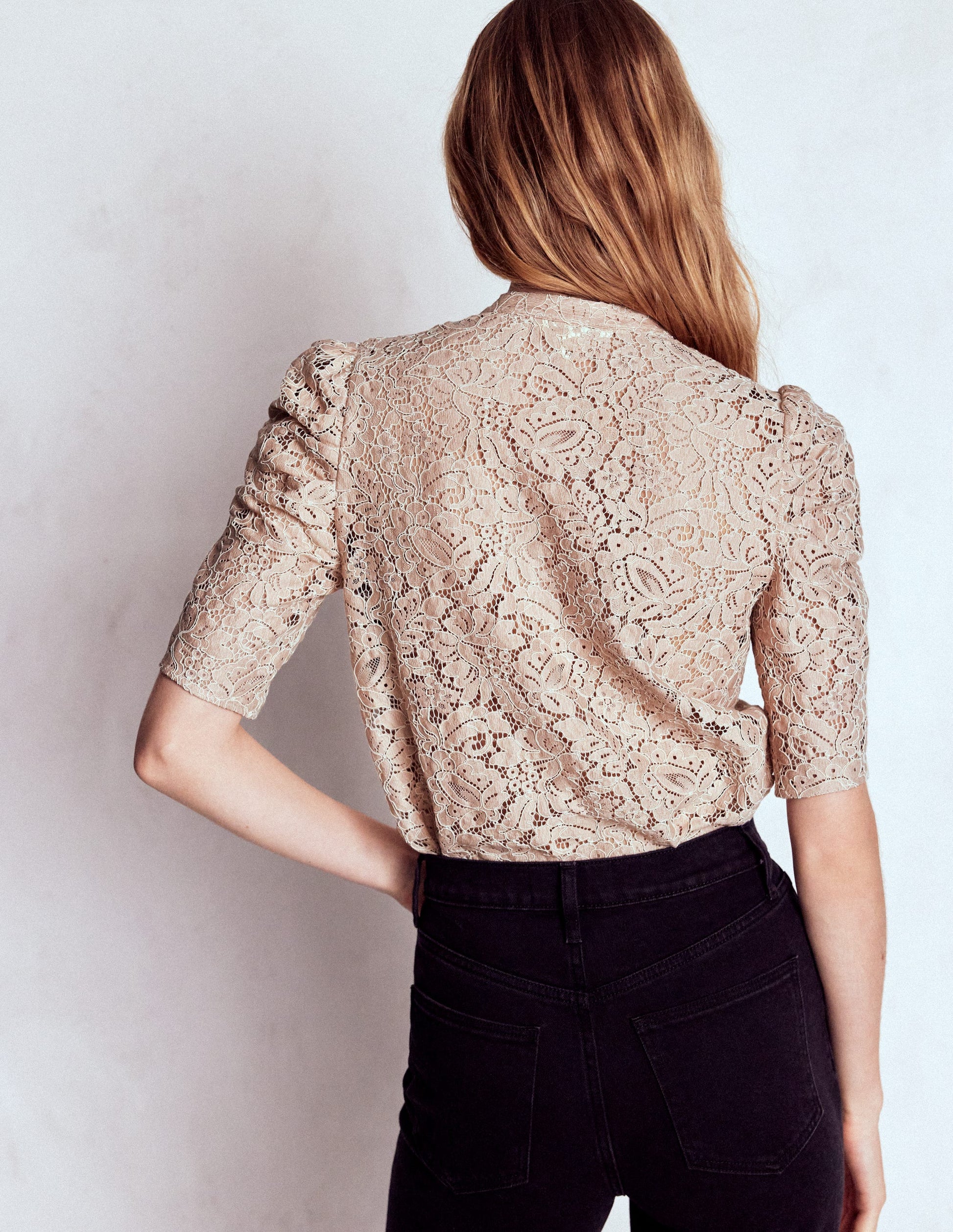 Lace Mutton Sleeve Top-Heather Rose-3