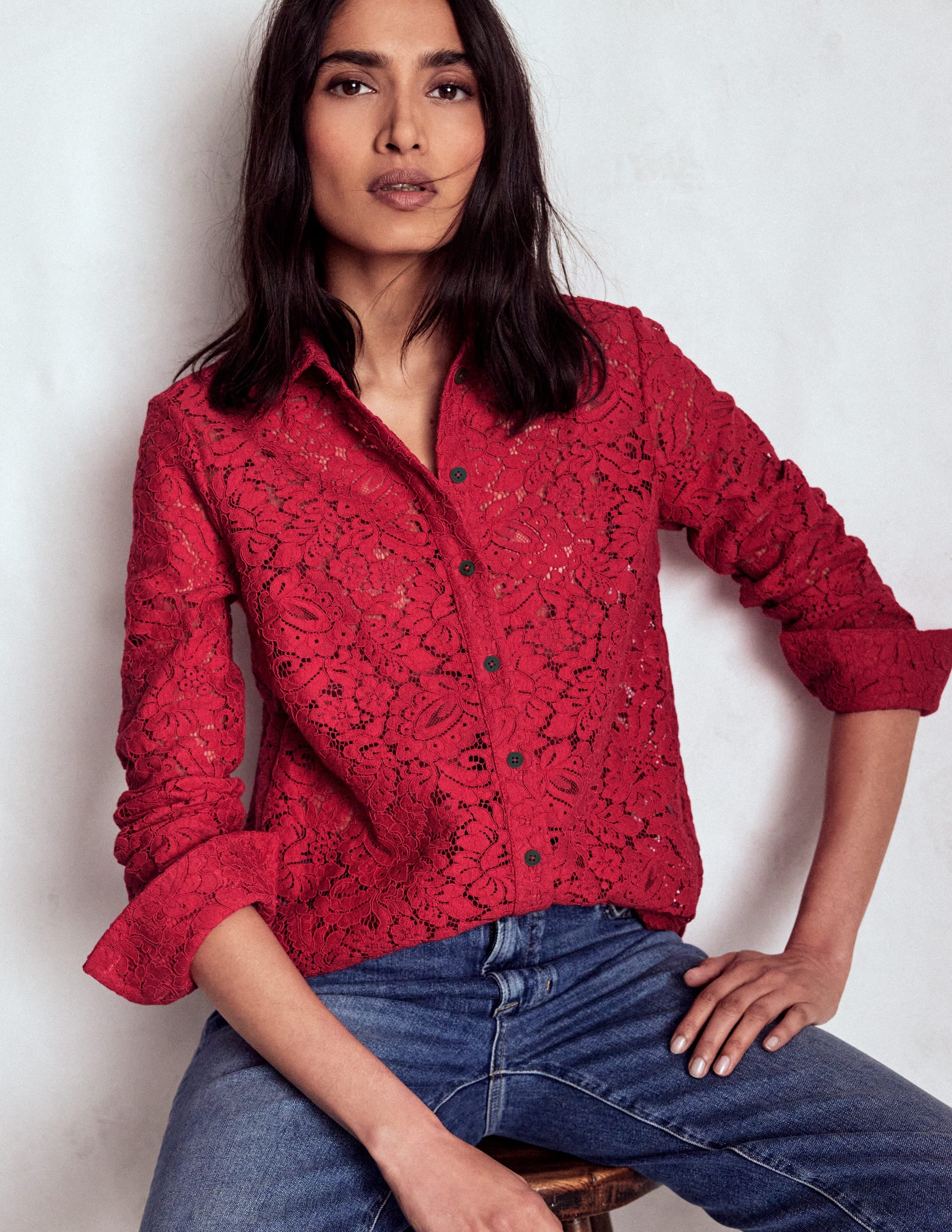 Lace Shirt-Rumba Red - Image 1