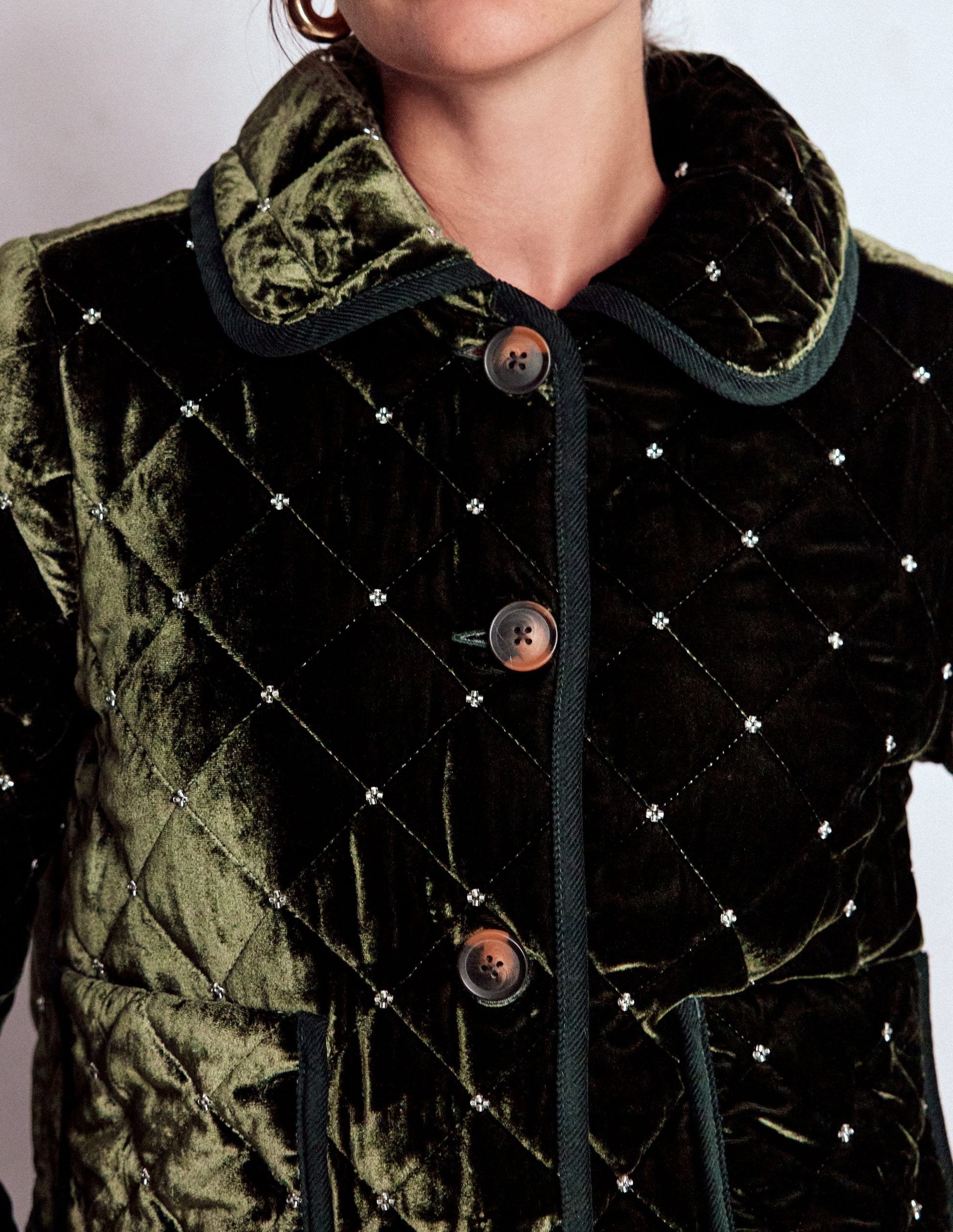 Fitzrovia Quilted Jacket-Kale Leaf, Beads-3