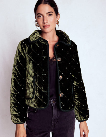 Fitzrovia Quilted Jacket-Kale Leaf, Beads-5