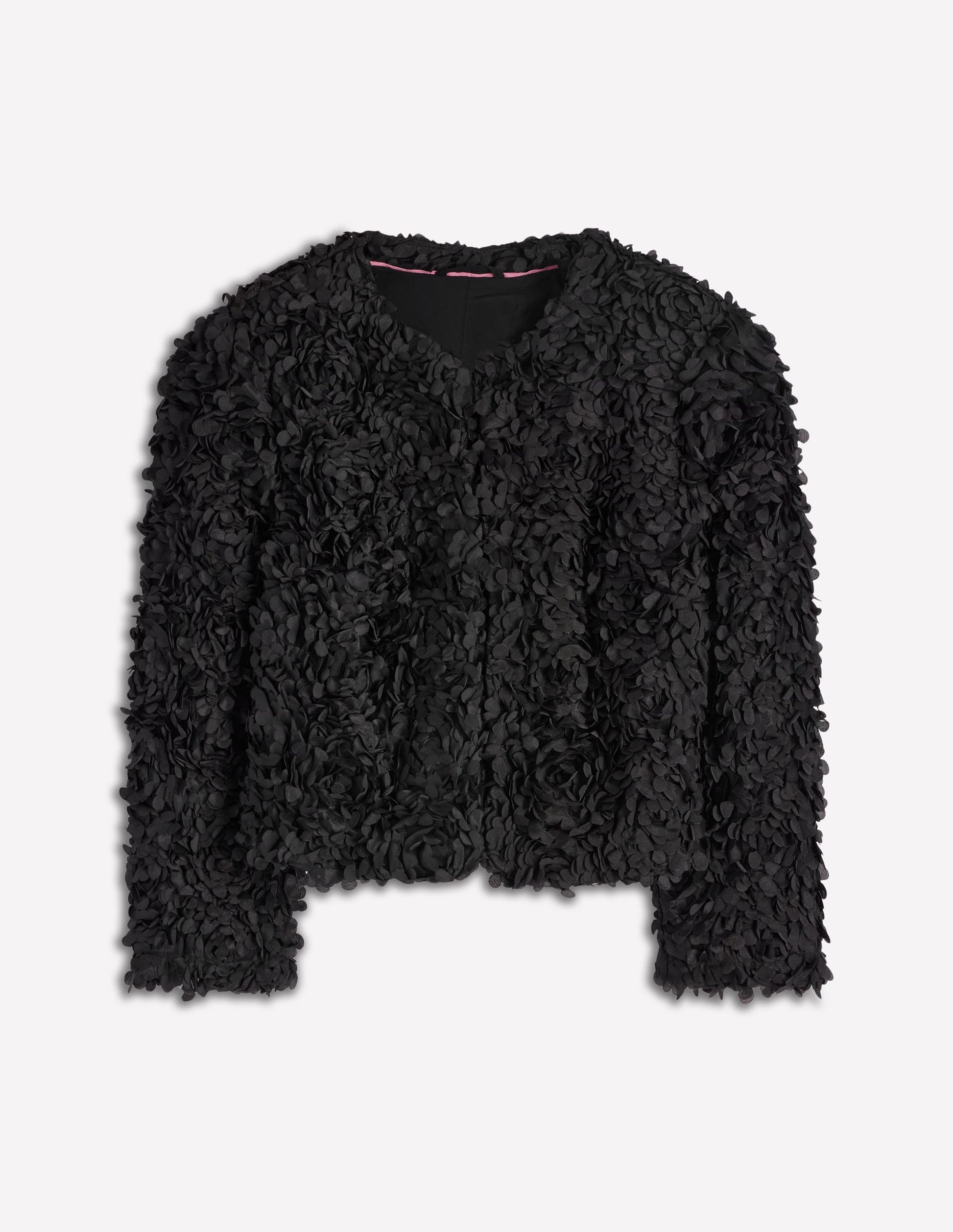 Petal Textured Cropped Jacket-Black, Petal Tulle-8