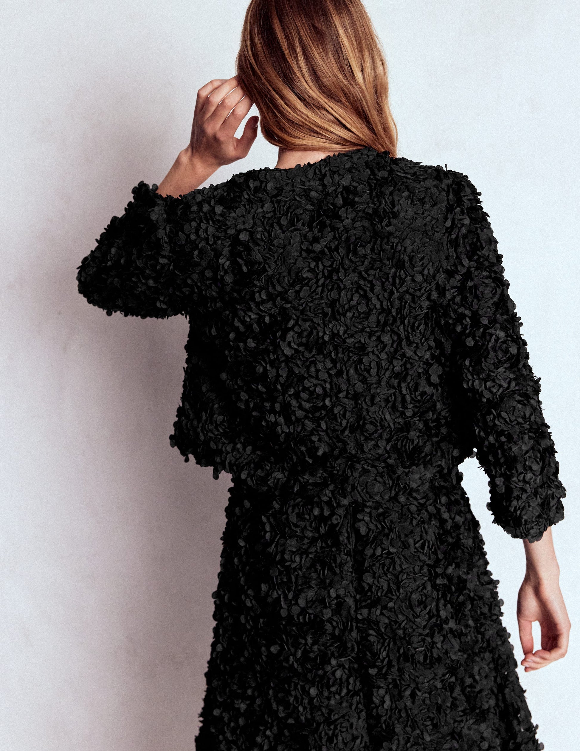 Petal Textured Cropped Jacket-Black, Petal Tulle-5