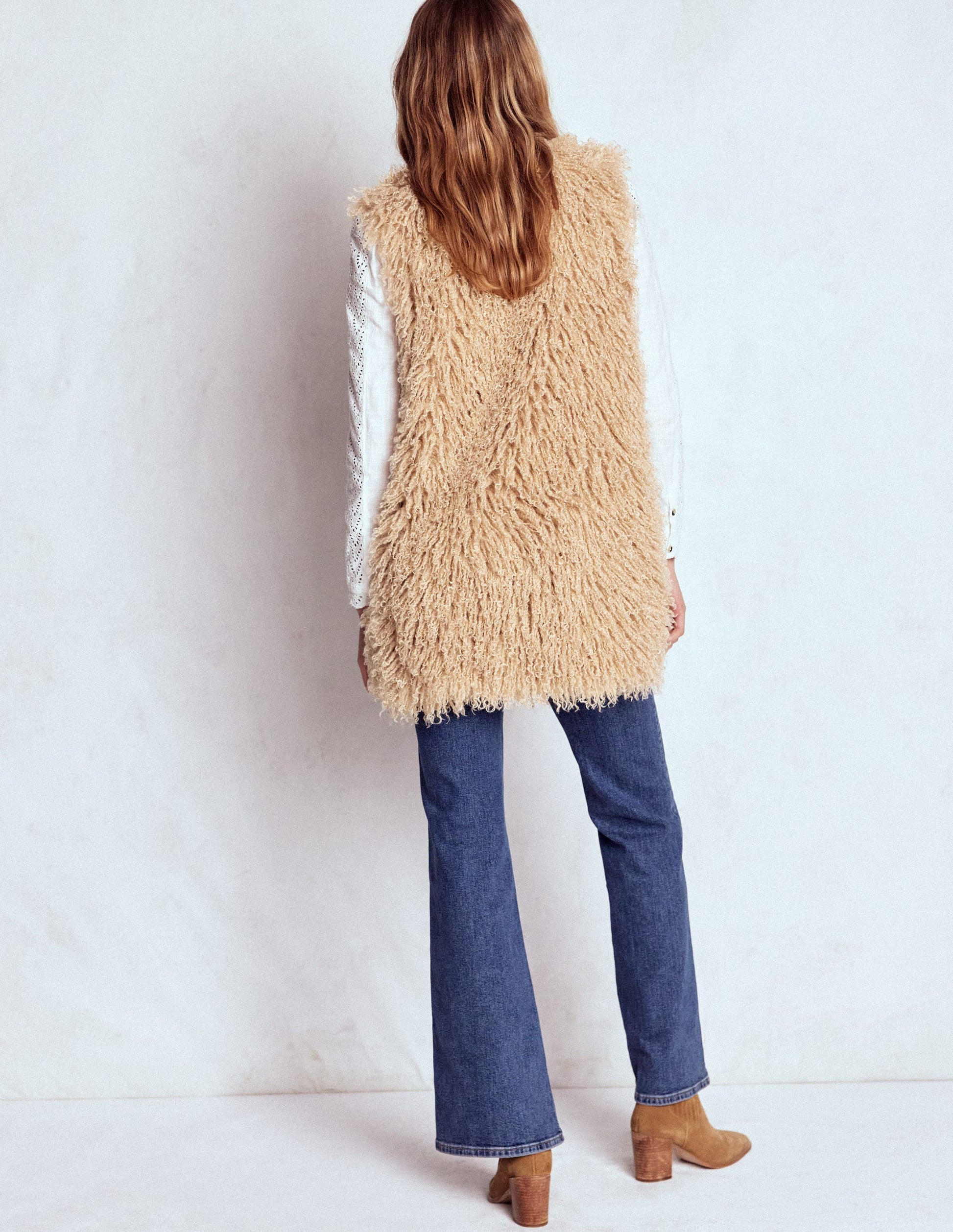 Faux Fur Long Gilet-Sand Dune, Fur-4