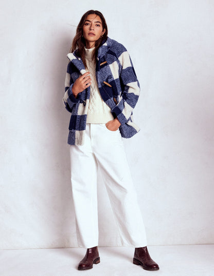 Borg Duffle Coat-College Navy Gingham-5