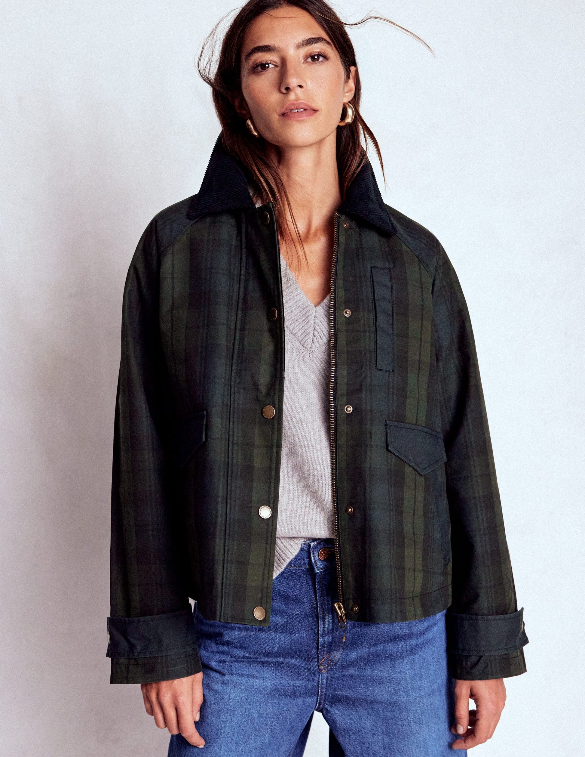 Raglan Wax Jacket-BLACKWATCH-1