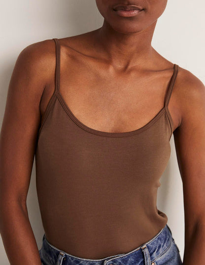 Plain Cami Top-Deep Brown-2
