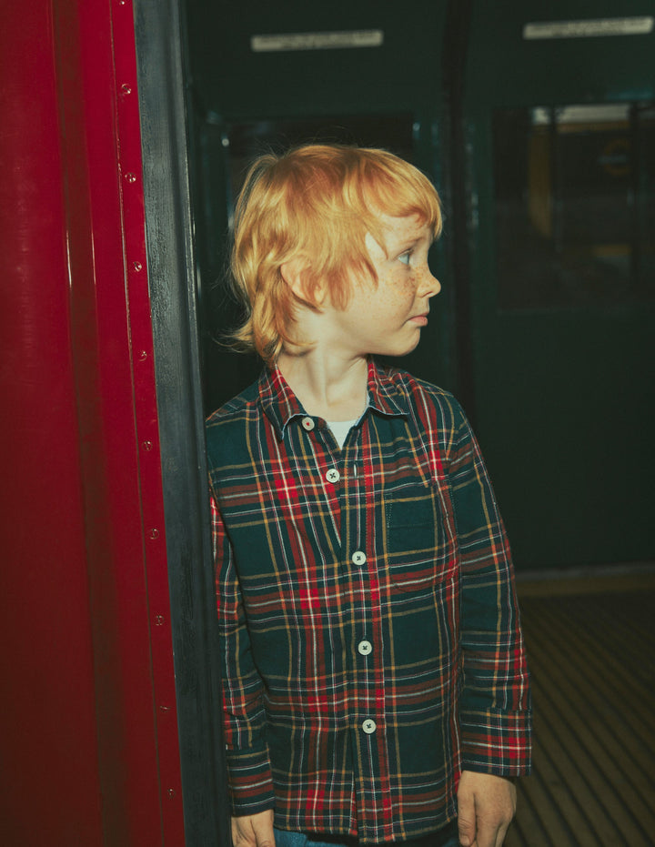 Cosy Cotton Check Shirt-Dark Green Check