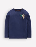 Front & Back Printed T-shirt-College Navy Random Things