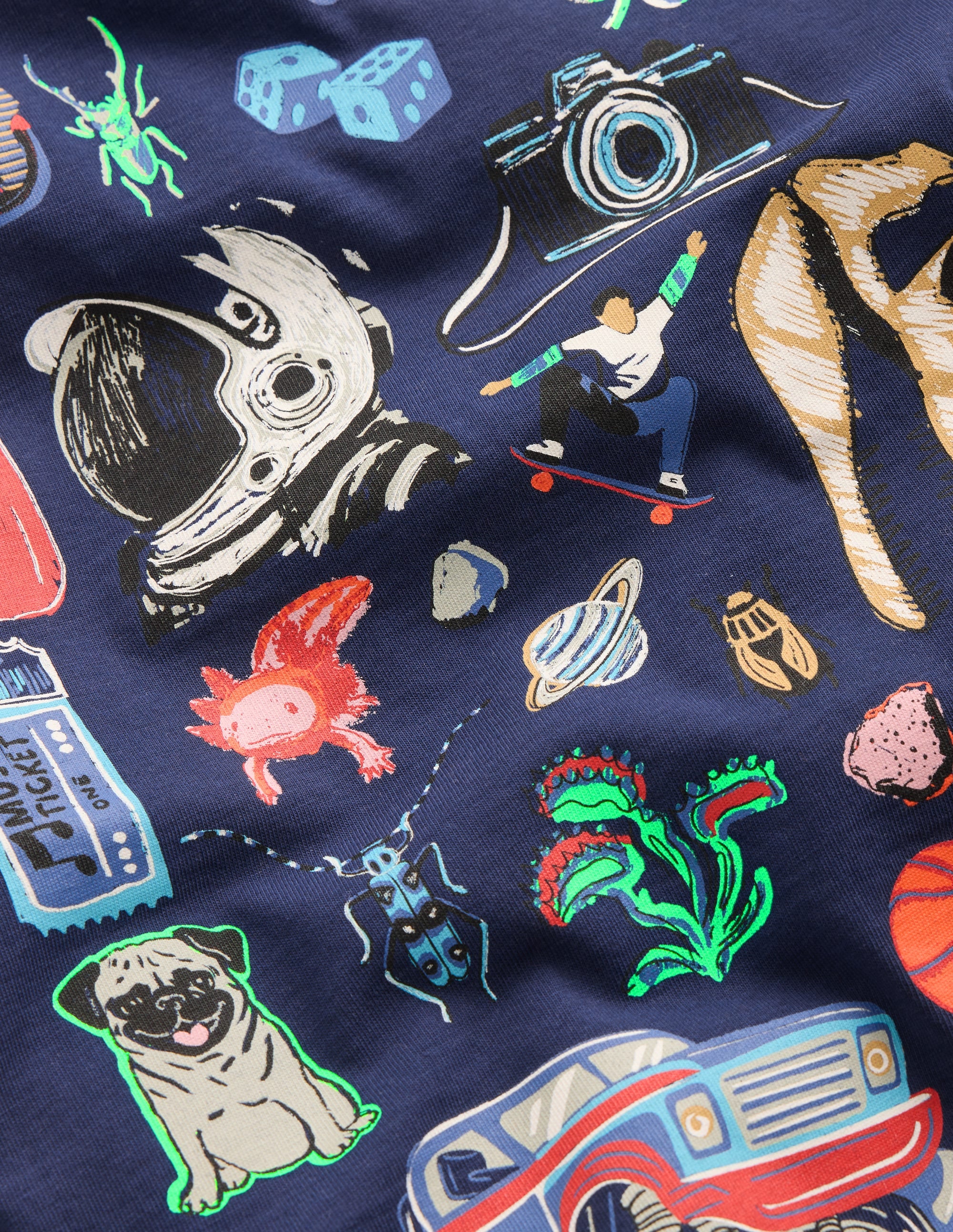 Front & Back Printed T-shirt-College Navy Random Things - Image 3