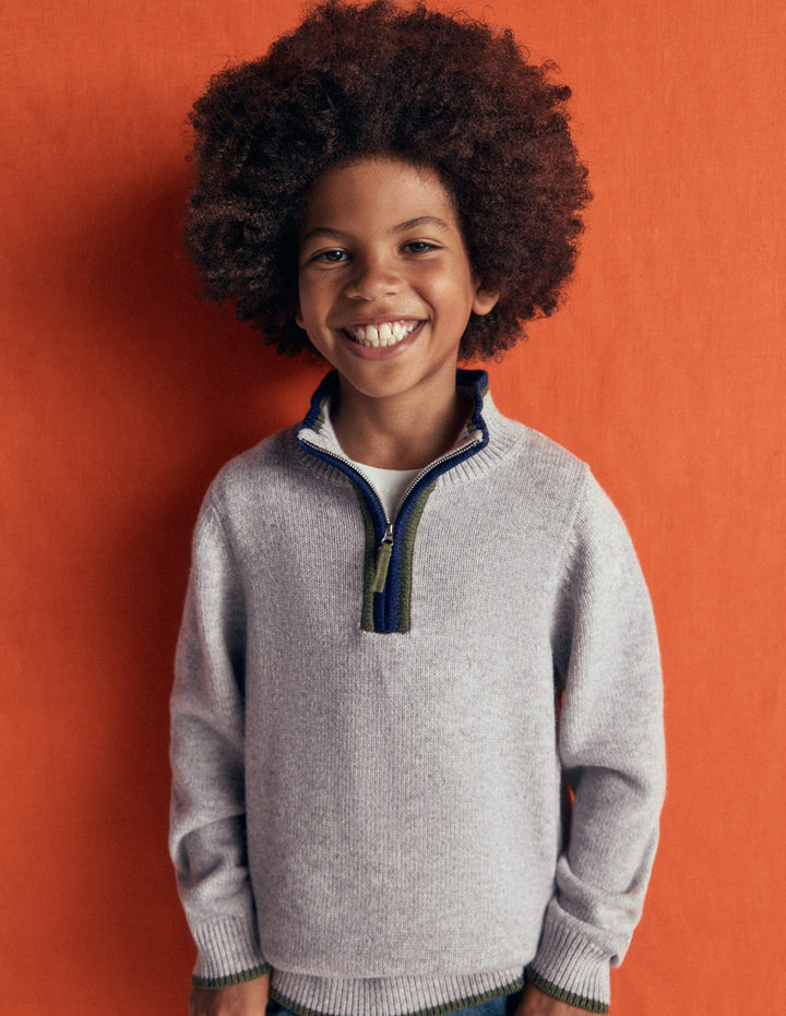 Heritage Half-Zip Jumper-Grey Marl