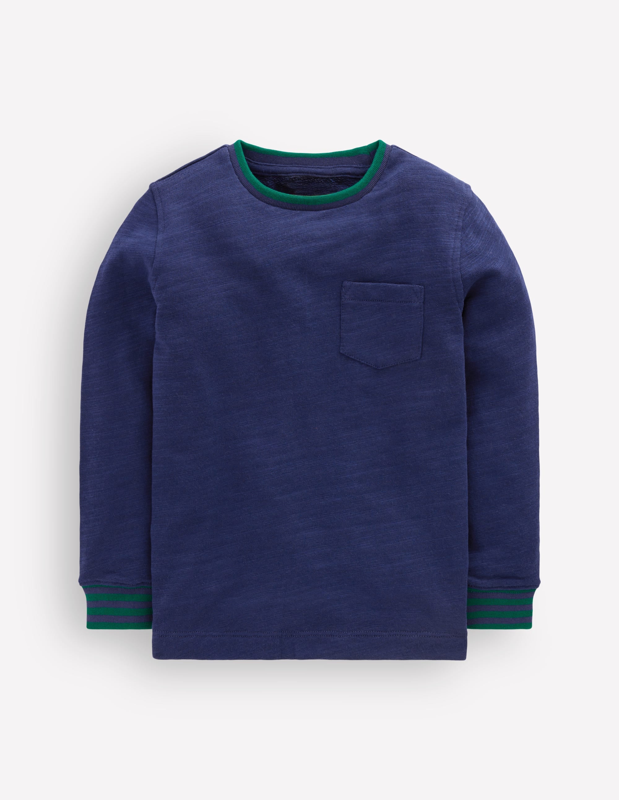 Cosy Mid-weight T-shirt-College Navy / Jewel Green - Image 1