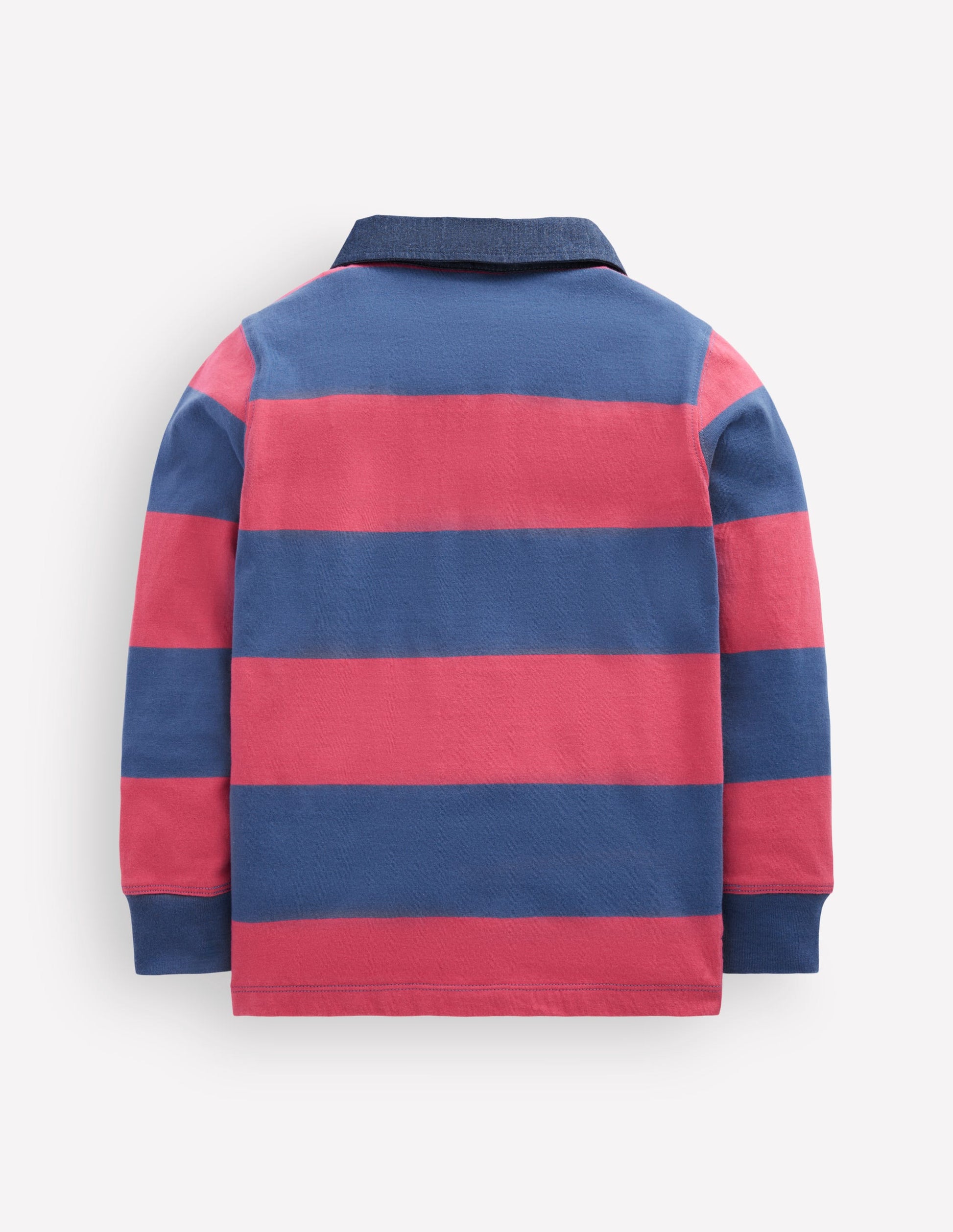 Long Sleeve Smart Polo Shirt-Winter Blush / Denim Blue-3