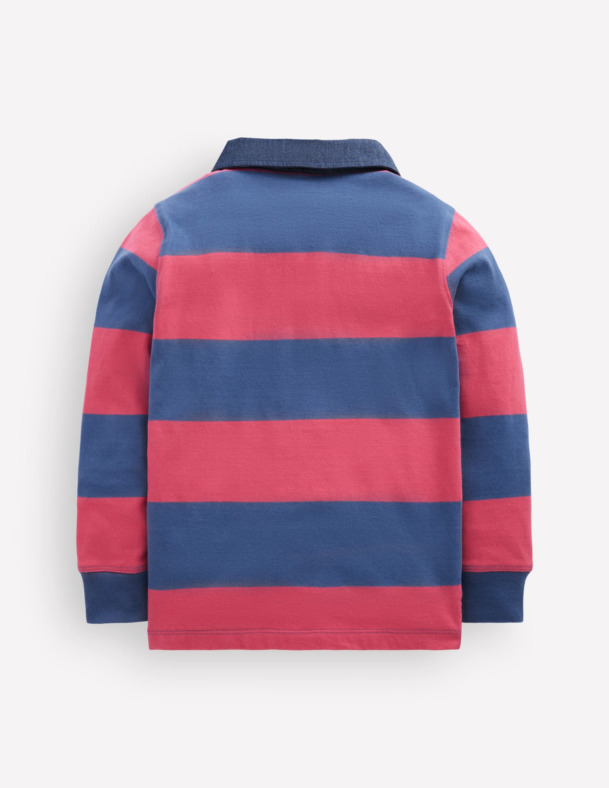 Long Sleeve Smart Polo Shirt-Winter Blush / Denim Blue - Image 3
