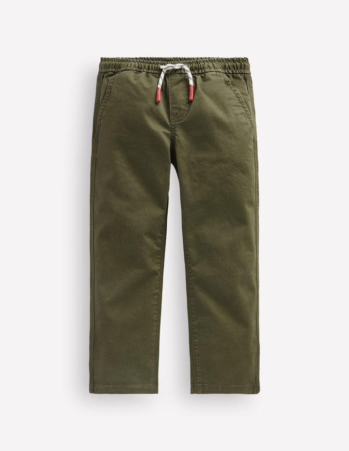 Slim Pull-on Trousers-Woodland Green