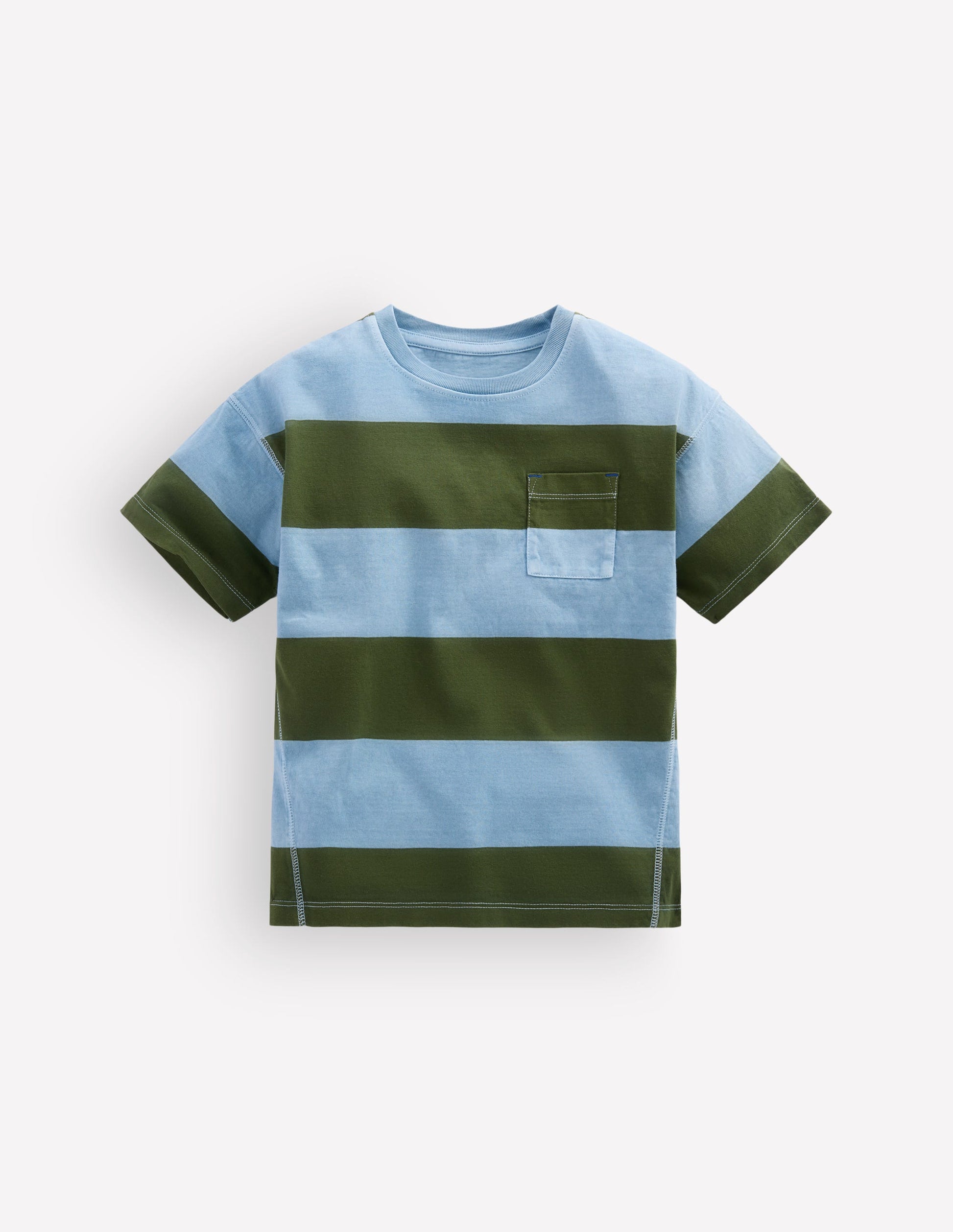 Garment Dye Relaxed T-shirt-French Blue / Brunswick Green-1