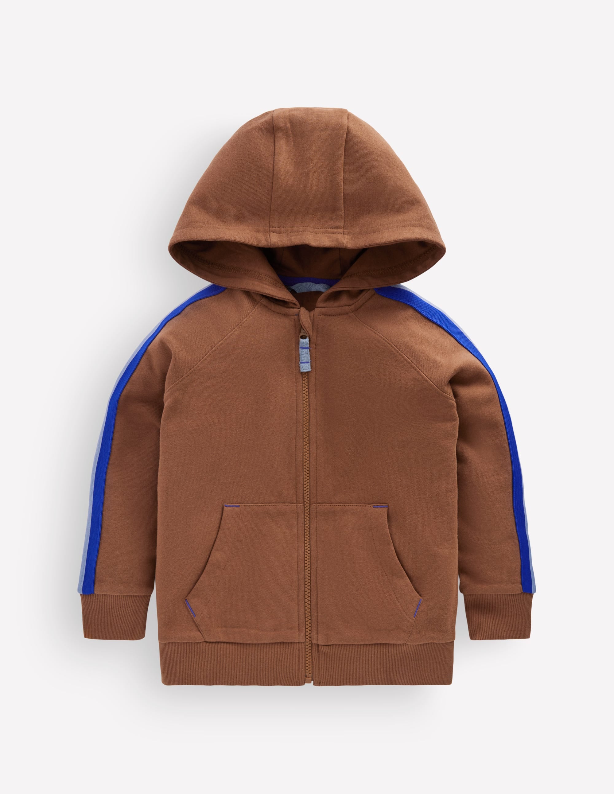 Raglan Zip-through Hoodie-Brown - Image 1