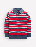 Smart Collared Sweatshirt-Blood Orange / Navy Marl