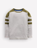 Colour Block T-shirt-Grey Marl