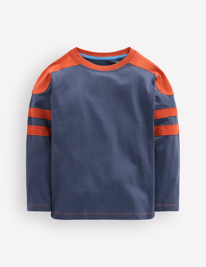 Colour Block T-shirt-Navy