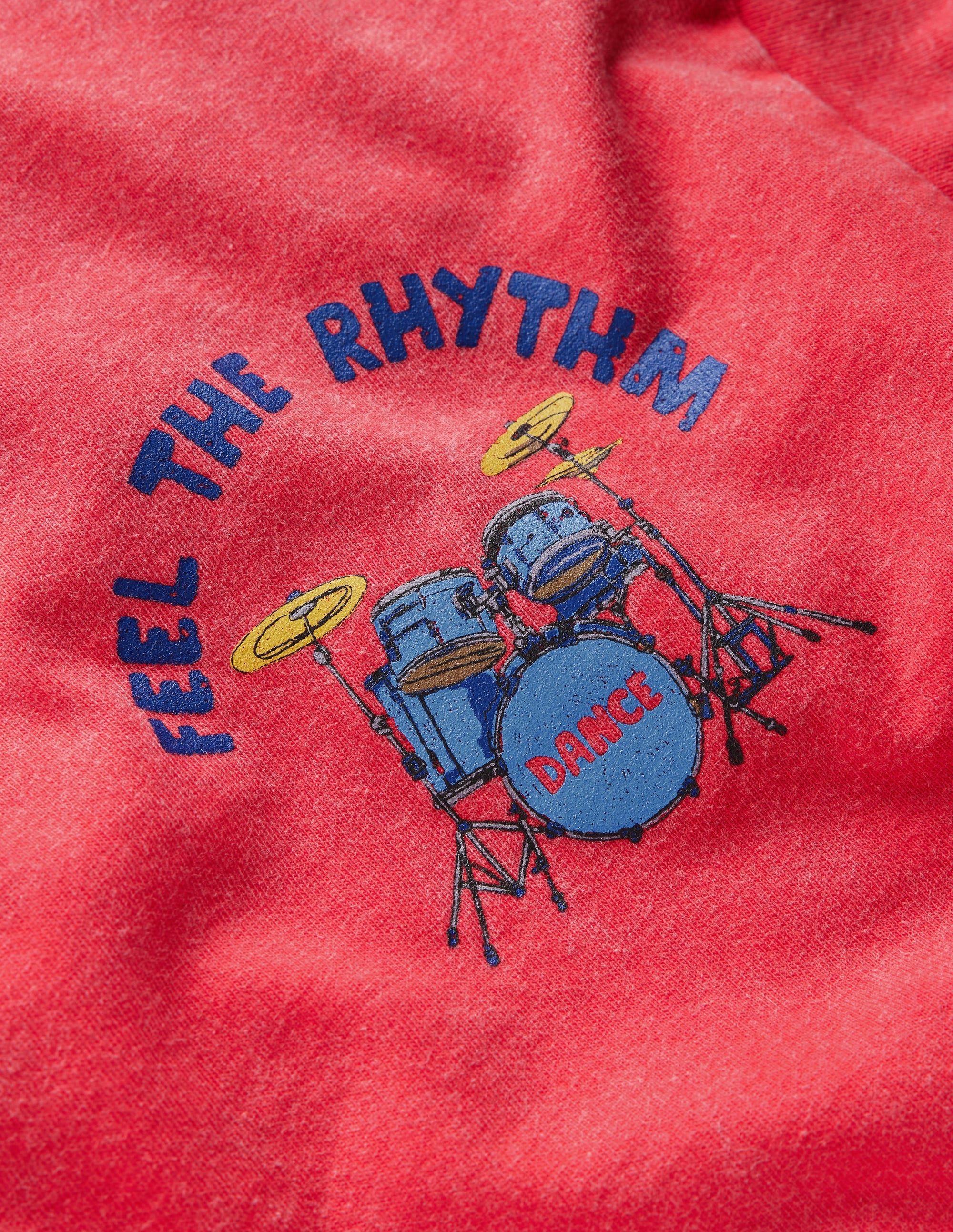 Vintage Wash Graphic T-Shirt-Feel The Rythmn Drums - Image 3