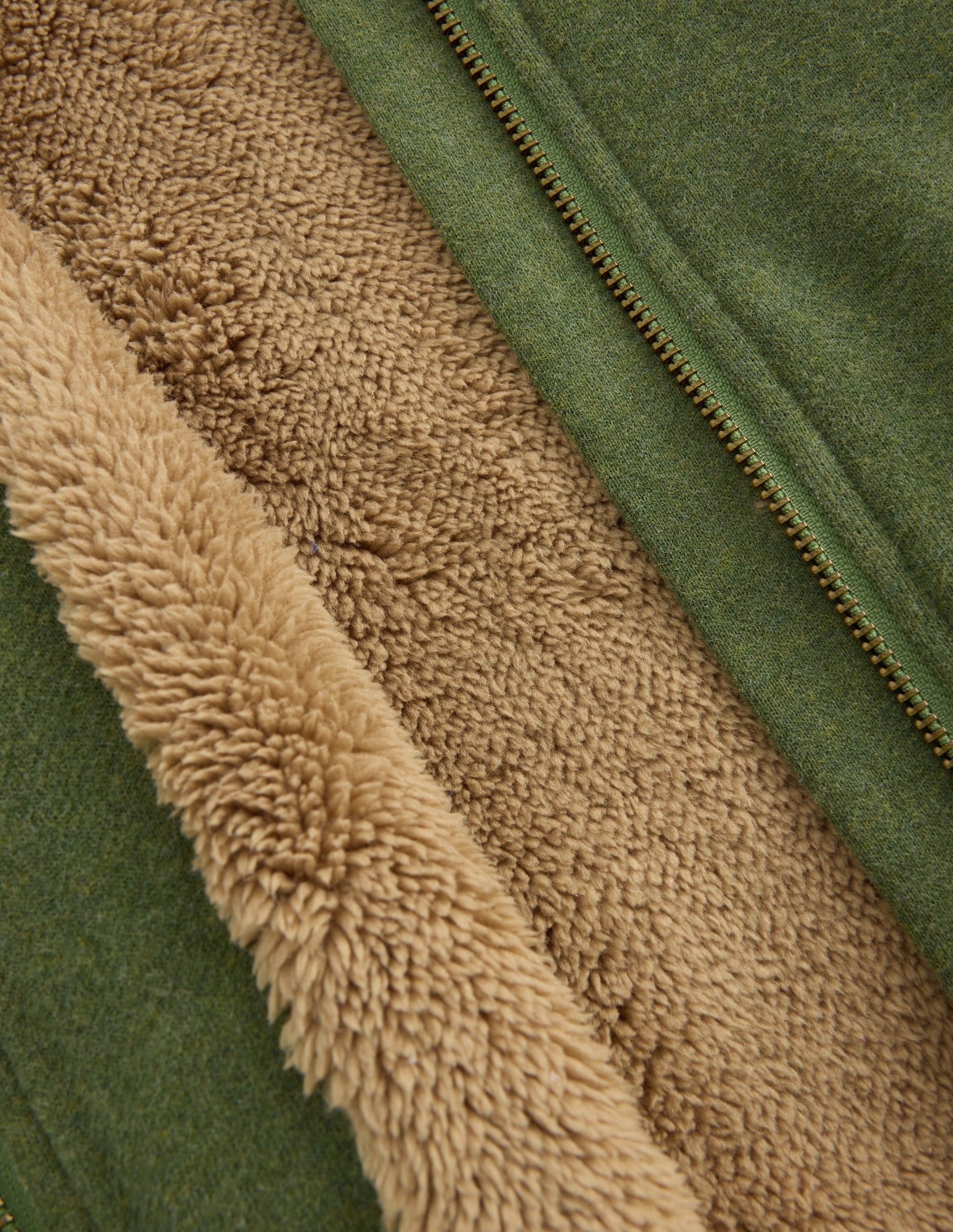 Fleece Lined Bomber Jacket-Green / Blue Colourblock - Image 4