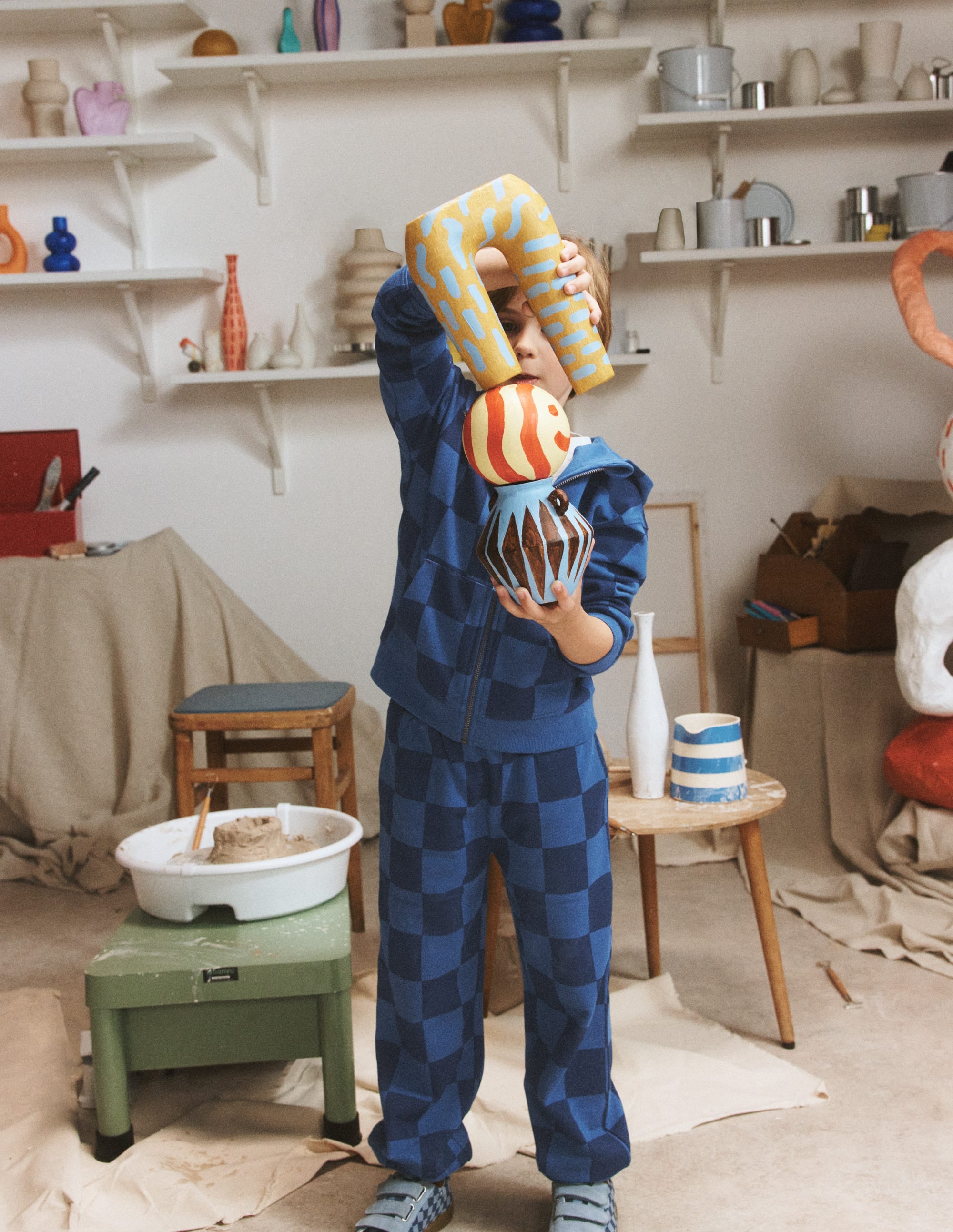 Printed Joggers-College Navy / Denim Blue - Image 1