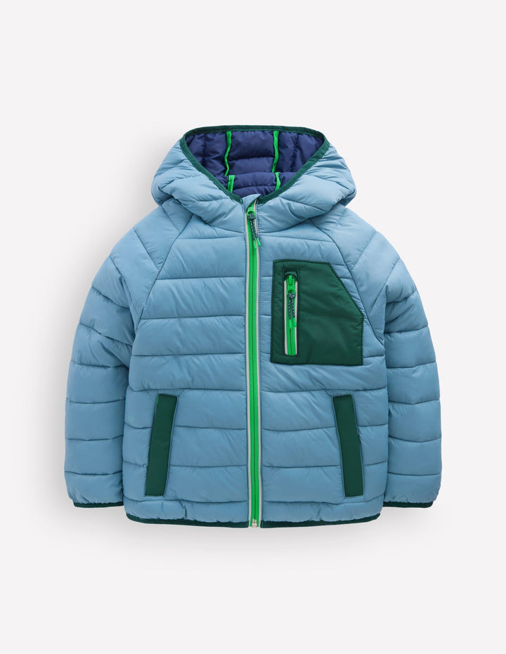 Pack-away Padded Jacket-Blue Aura