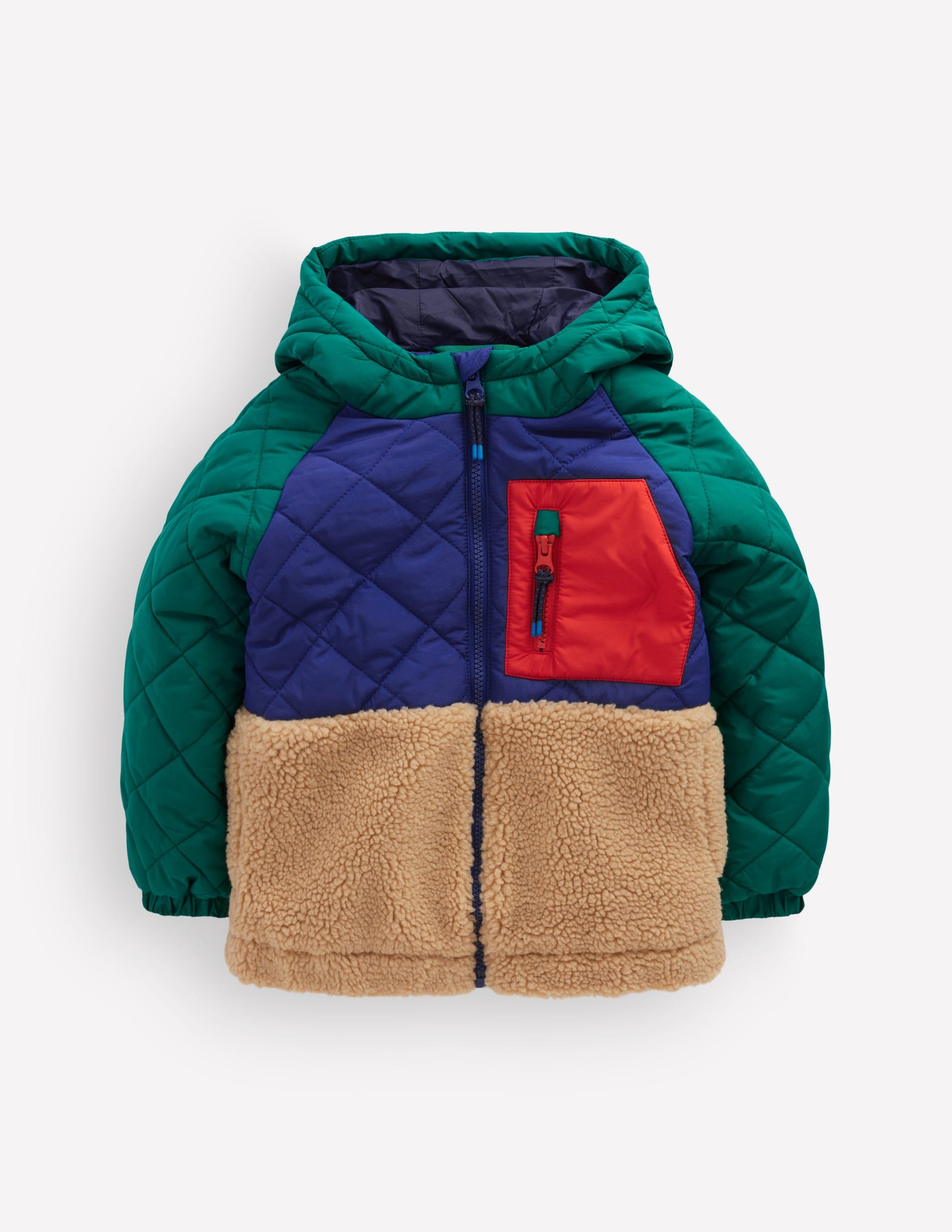 Quilted Borg Jacket-Colourblock-1