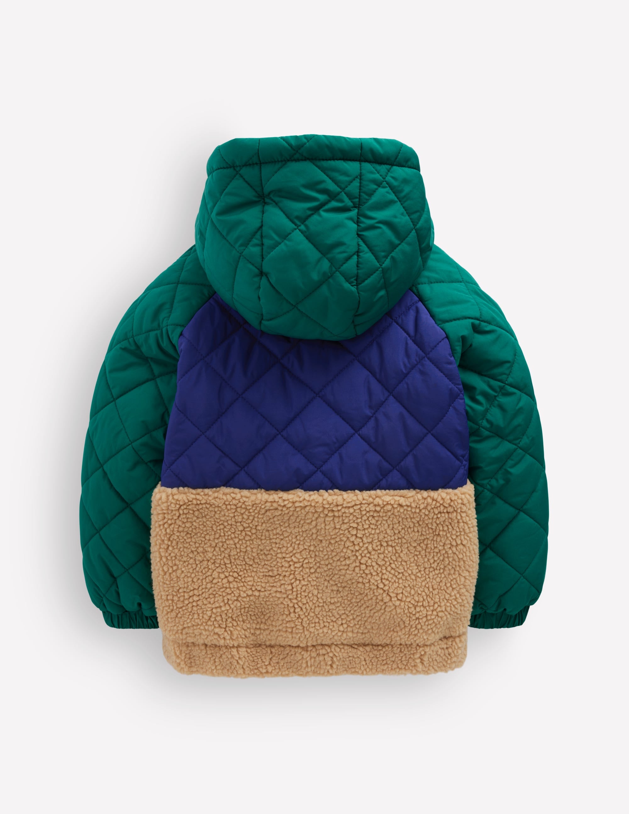 Quilted Borg Jacket-Colourblock - Image 2