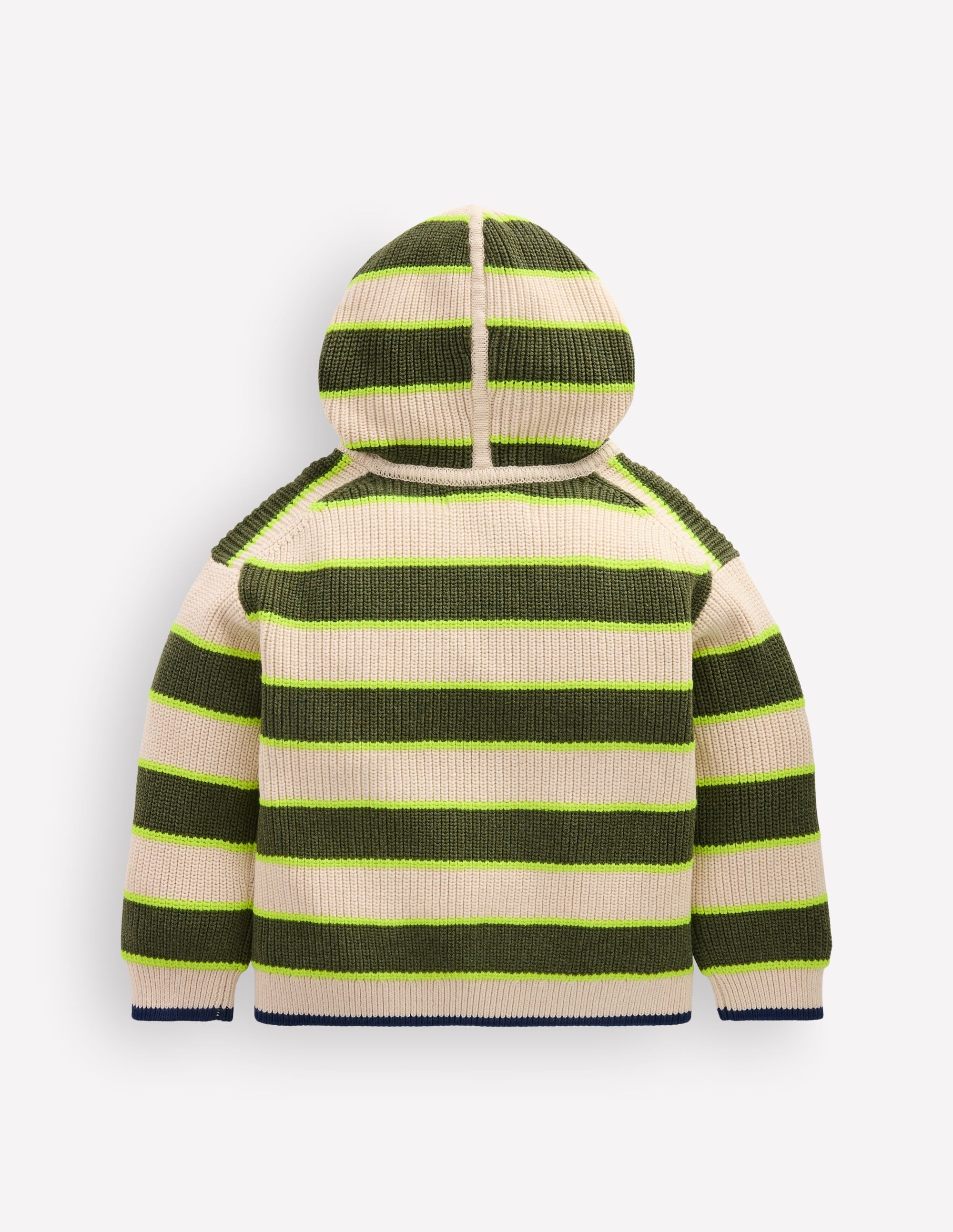 Chunky Cotton Hoodie-Oatmeal/Green Stripe - Image 5