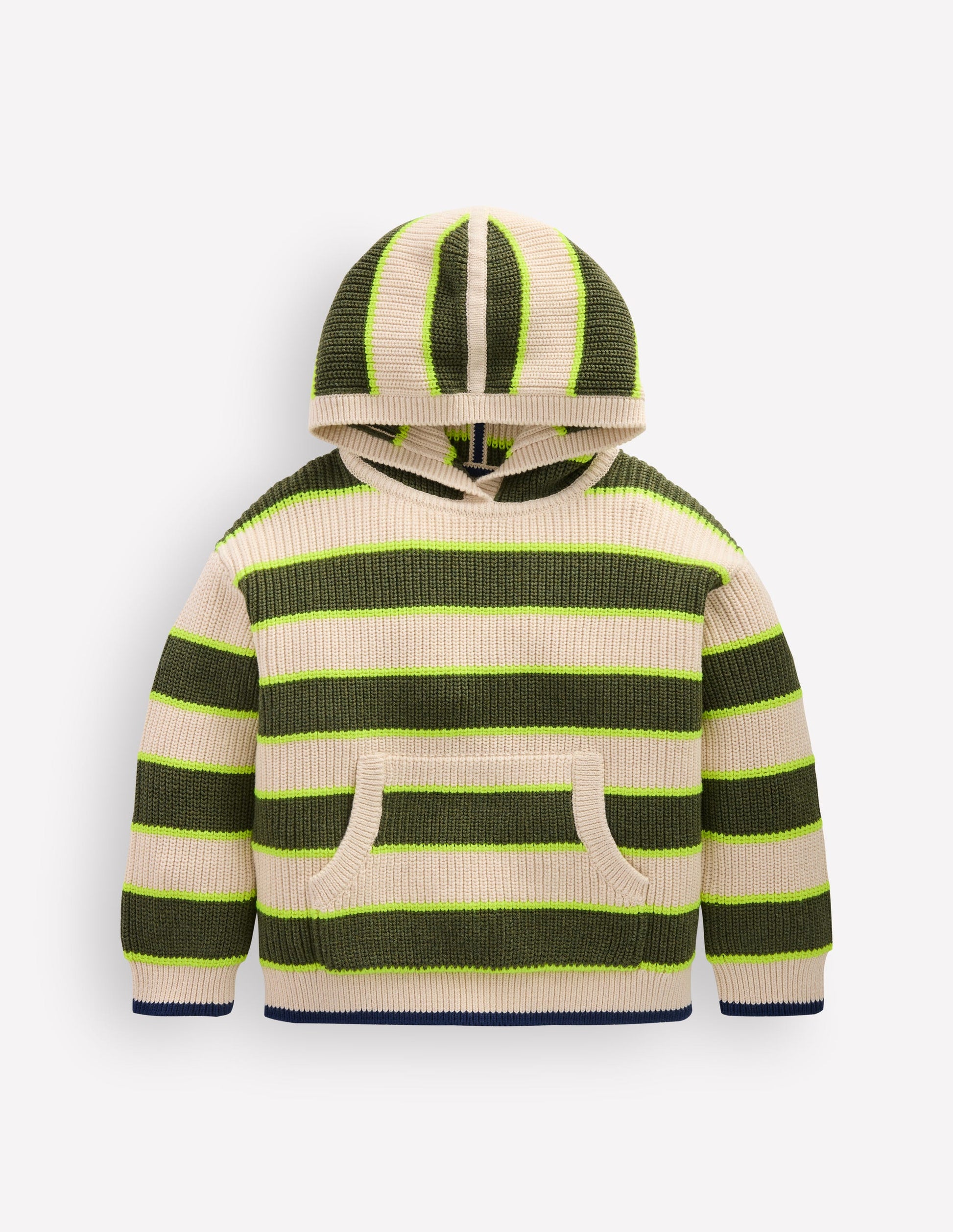 Chunky Cotton Hoodie-Oatmeal/Green Stripe-4