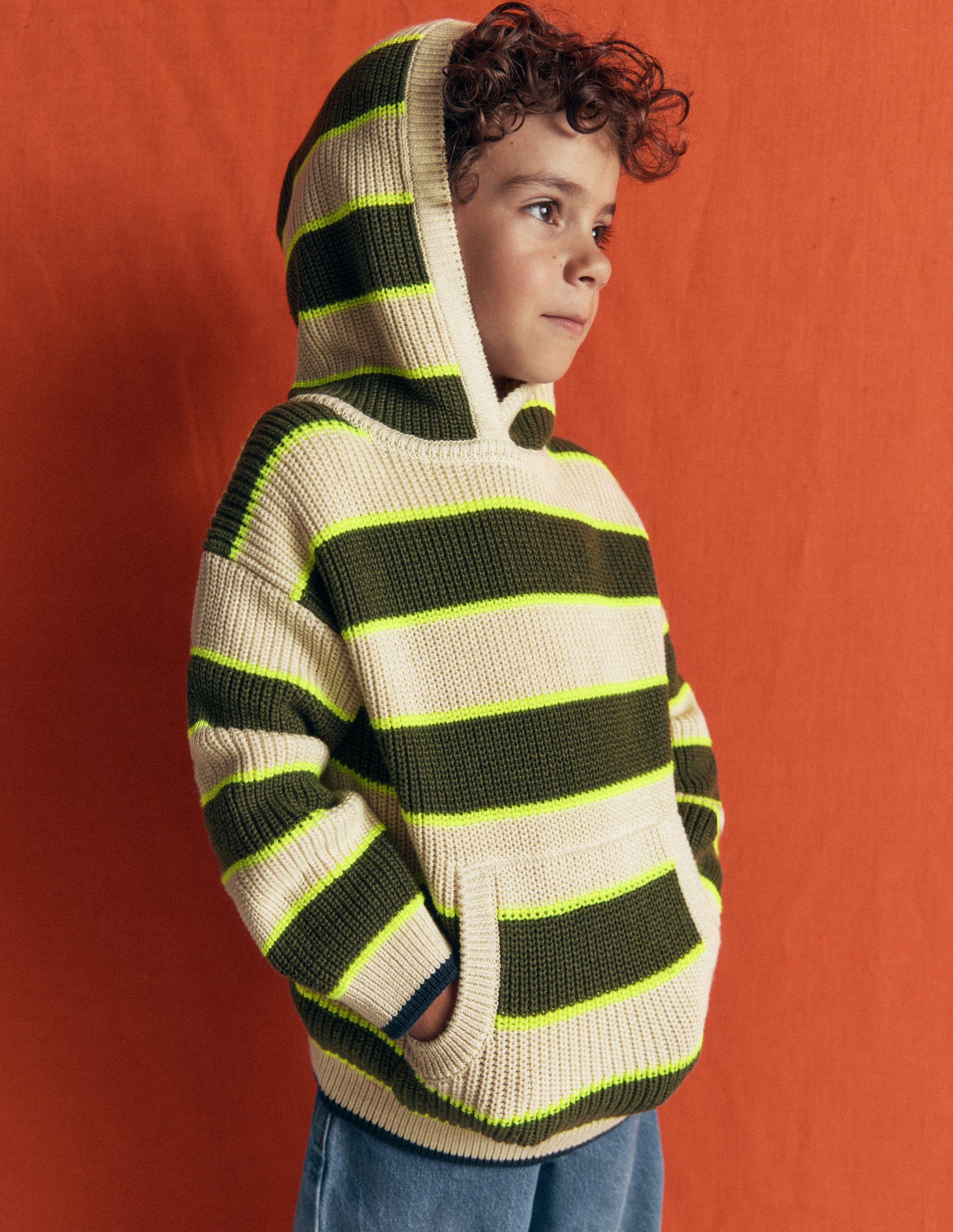 Chunky Cotton Hoodie-Oatmeal/Green Stripe-2