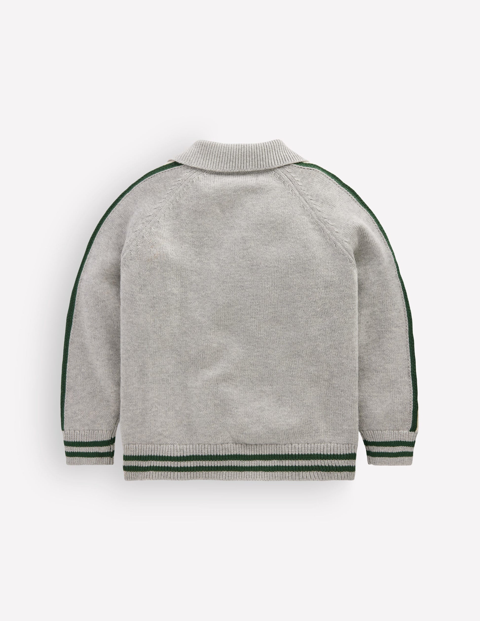 Varsity Zip-through Jumper-Grey Marl-4
