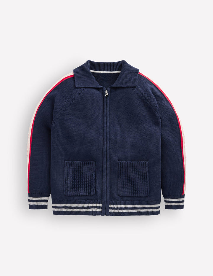 Smart Zip-through Jumper-Navy Marl