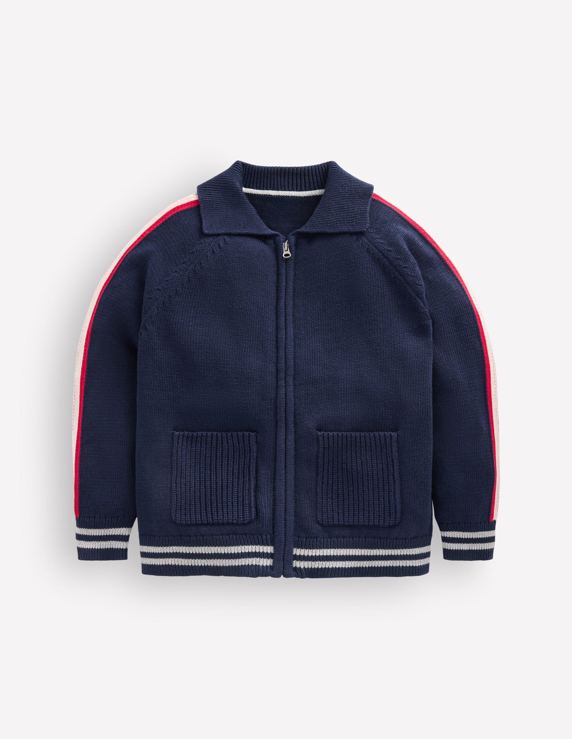 Smart Zip-through Jumper-Navy Marl-3