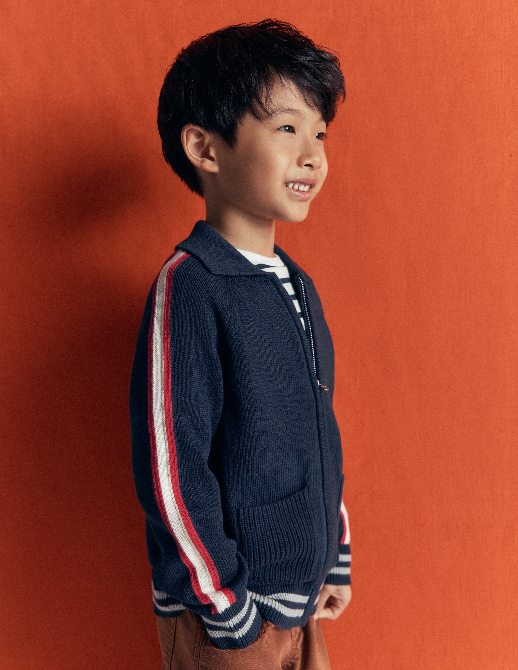 Smart Zip-through Jumper-Navy Marl - Image 2