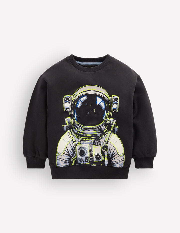 Glow-In-The-Dark Sweatshirt-Shadow Grey Spaceman
