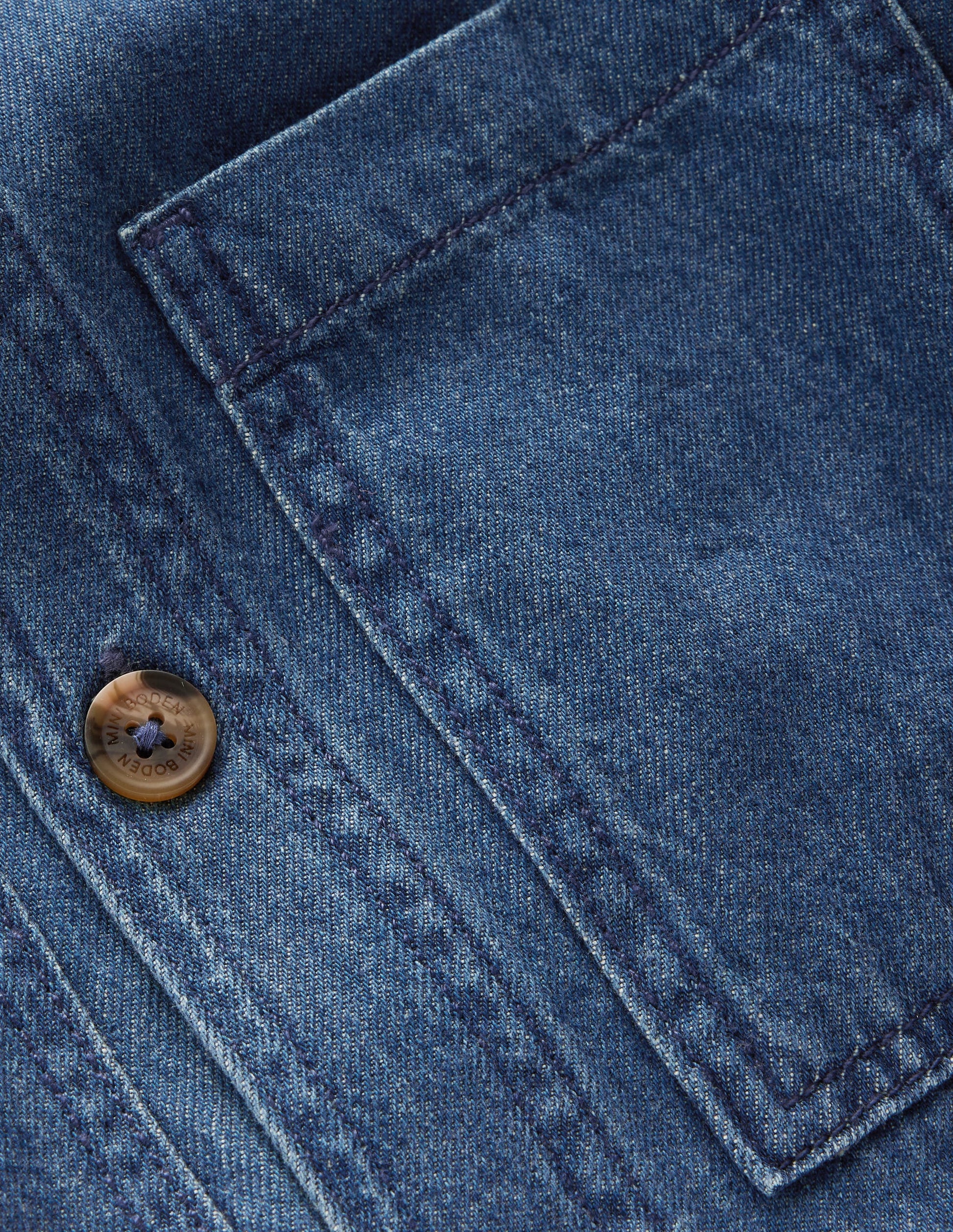 Cotton Front Pocket Overshirt-Mid Denim-5