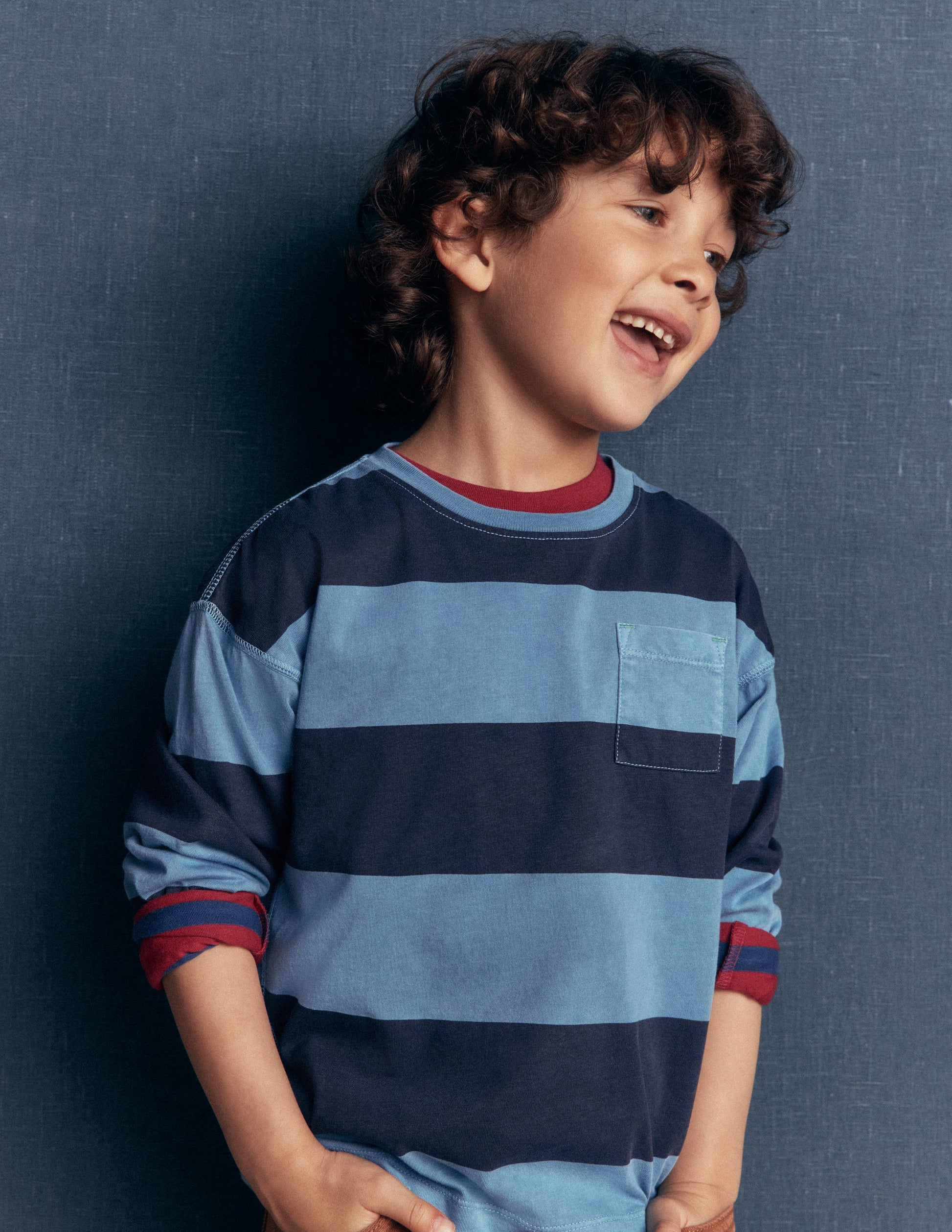 Long Sleeve Garment Dye Tee-College Navy / Denim Blue-2