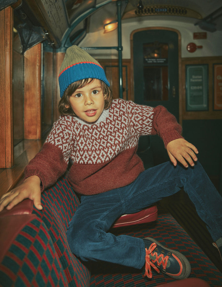 Relaxed Fair Isle Jumper-Auburn Melange