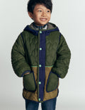Quilted Coat-Khaki Colourblock