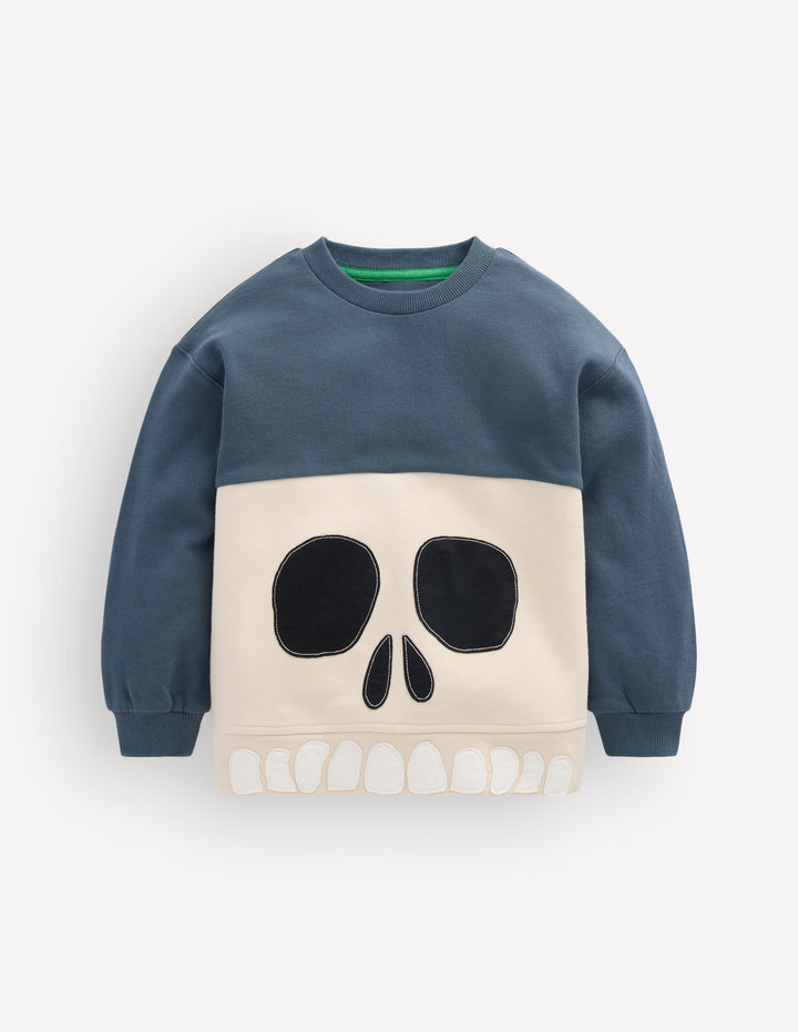 Halloween Glow Sweatshirt-College Navy Skull