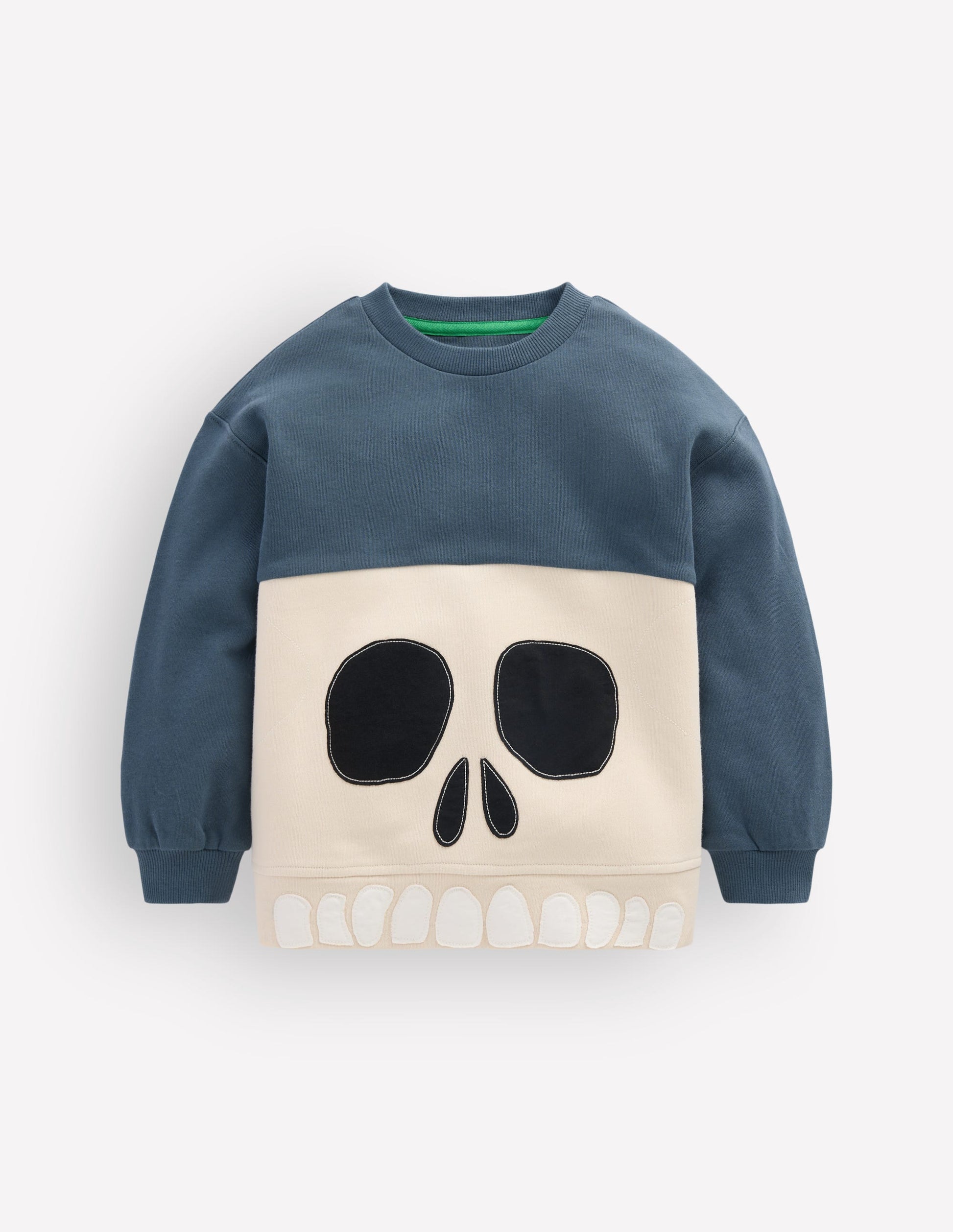 Halloween Glow Sweatshirt-College Navy Skull-3