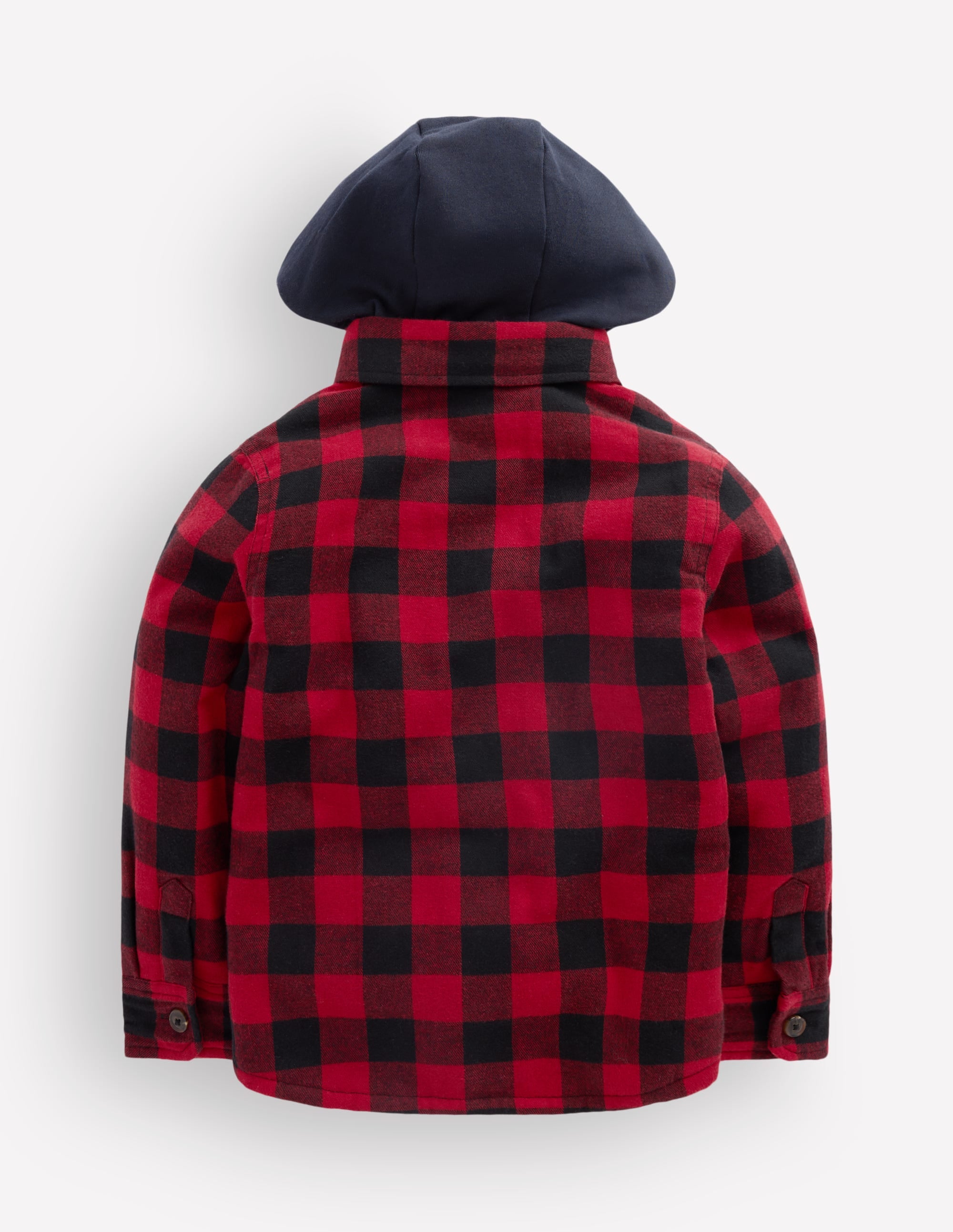 Borg Lined Hooded Shirt-Red/Blue Gingham - Image 3