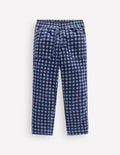 Pull-on Cord Trousers-Faded Denim Gingham