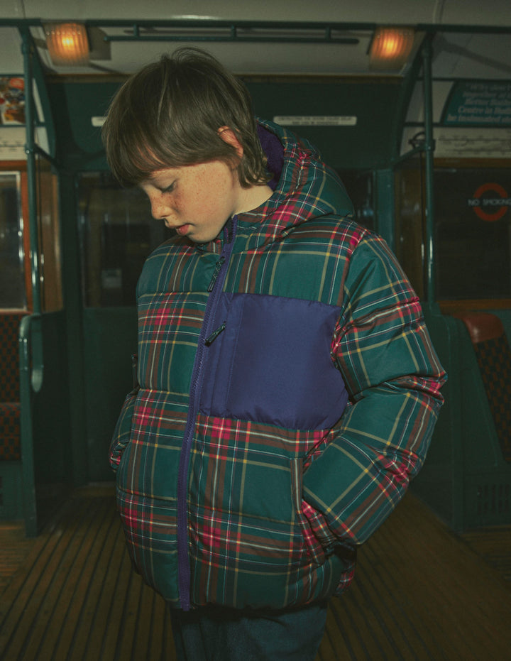Fun Padded Coat-Green Check