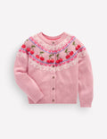 Edie Fair Isle Cardigan-Vintage Pink Marl Cherries
